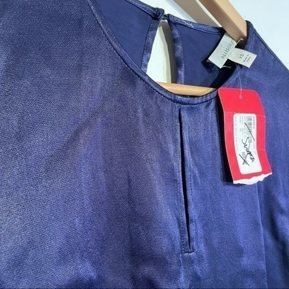 NWT Evereve Allison Joy Purple Satin Blouse Top xs Joelle Tie Front Flutter - Picture 6 of 12